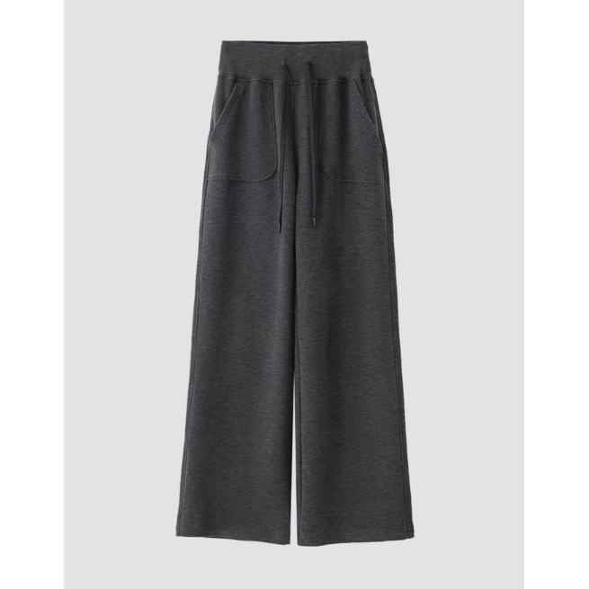 JR-春季新款修腿万能搭桑蚕丝高腰阔腿裤，6092