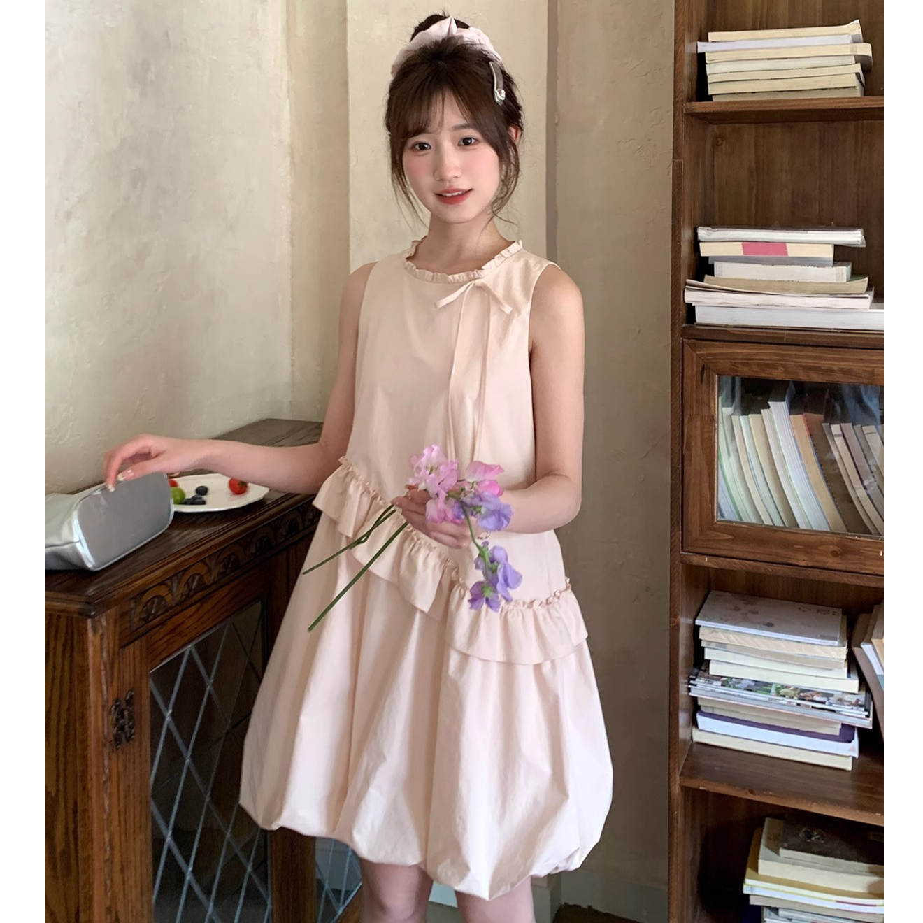 【全额运补】韩系花边无袖背心连衣裙女夏甜美裙子小个子a字短裙