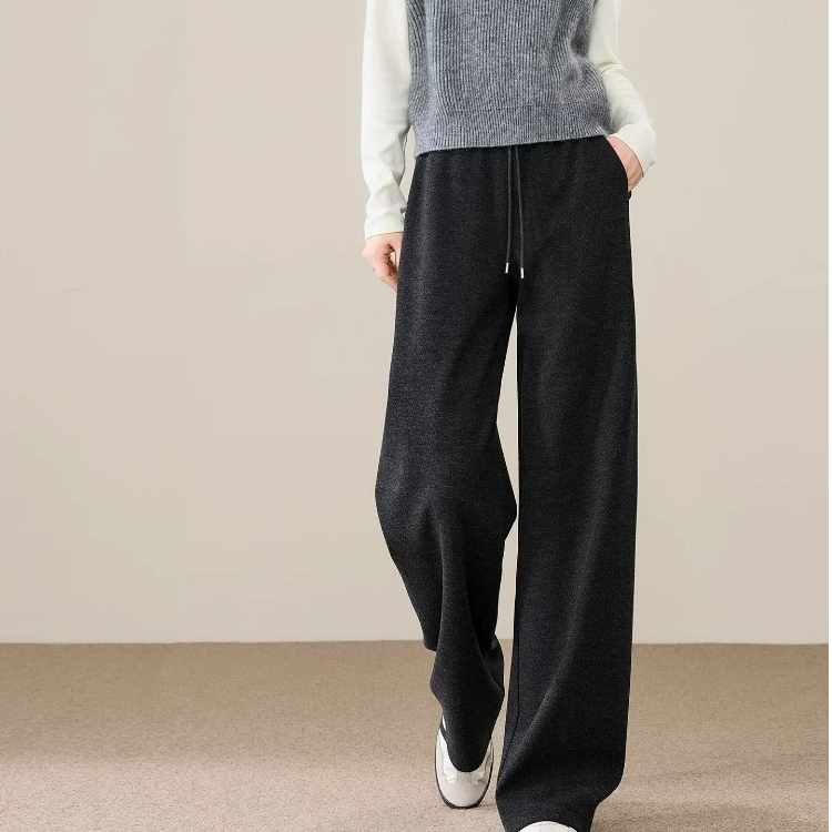 重磅冬款醋酸羊毛香蕉裤黑灰色4级抗起球显瘦百搭白暖