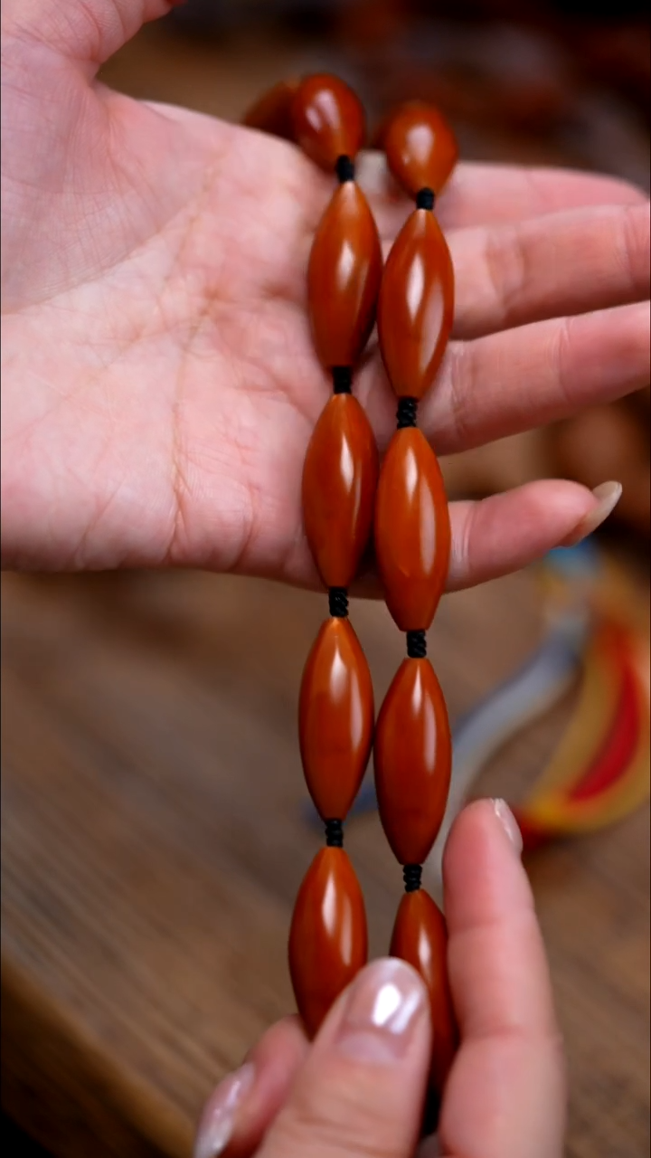 手串/手链橄榄核窈窕  柳叶脖挂 24籽三通版