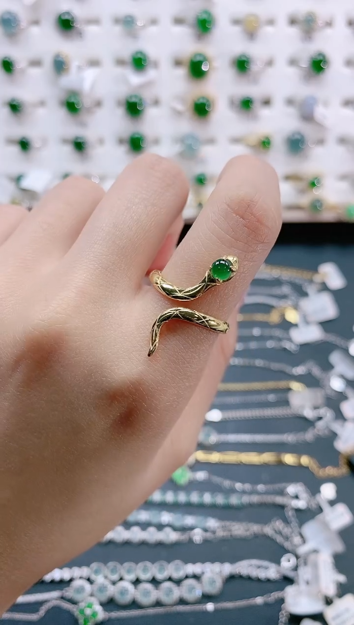 【闪购商品】翡翠戒指银S925镶嵌天然翡翠