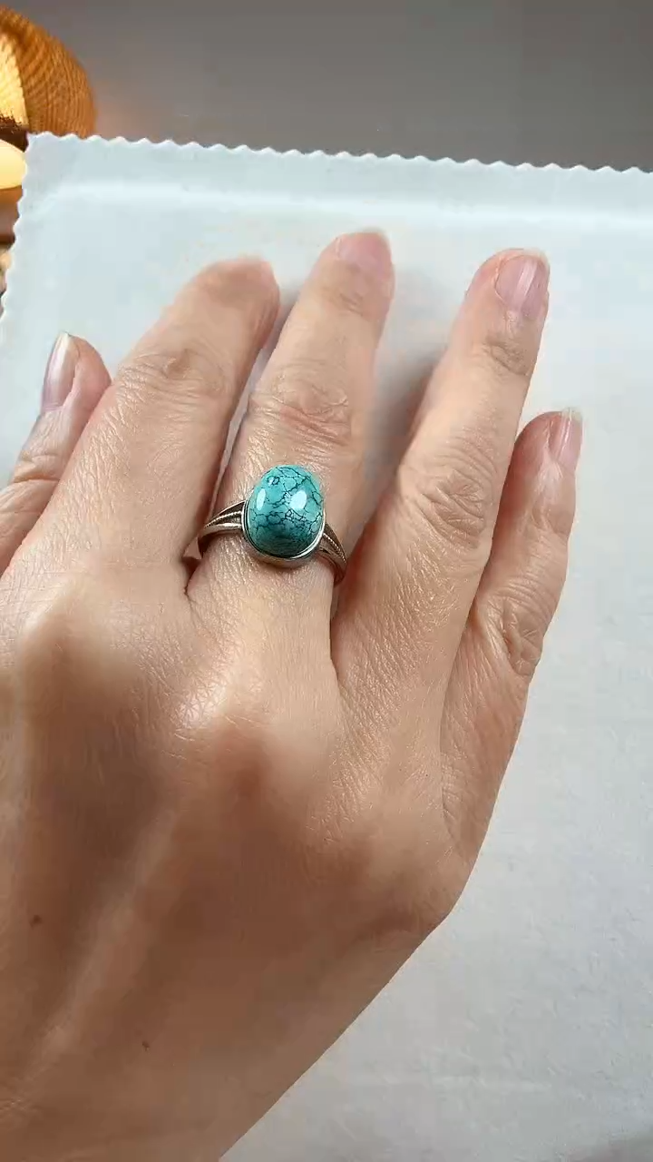 银S925镶嵌绿松石戒指戒指