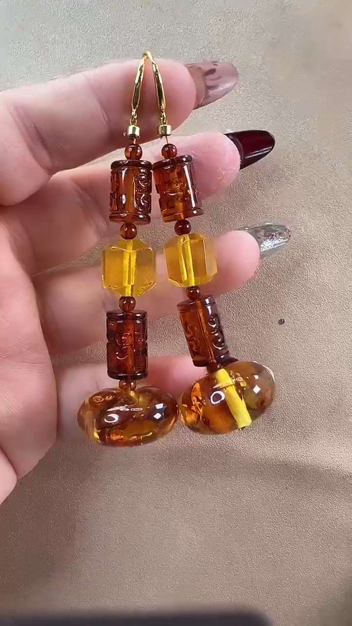 【闪购商品】琥珀耳饰未镶嵌耳环