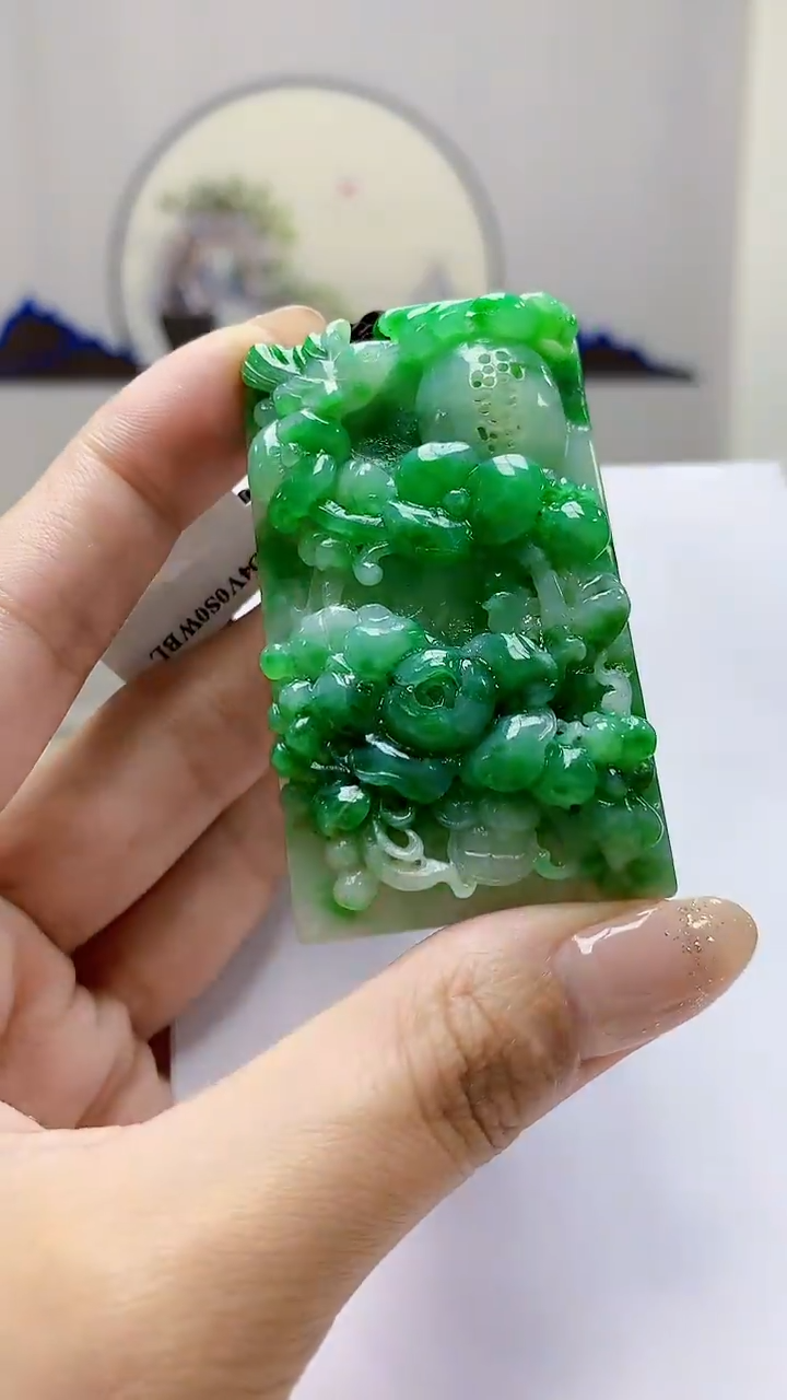 未镶嵌定制翡翠5160MM-毛货挂件76