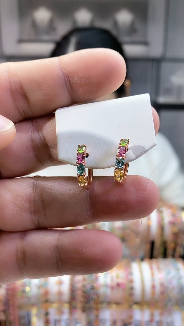 银S925镶嵌耳扣碧玺56151561565516