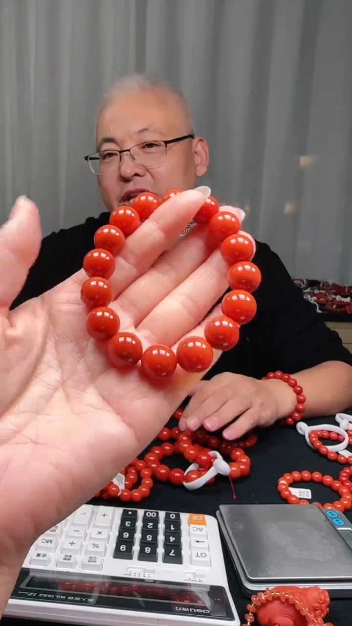 未镶嵌多样性发一件南红玛瑙【高货】柿锦红13mm保山圆珠单圈 