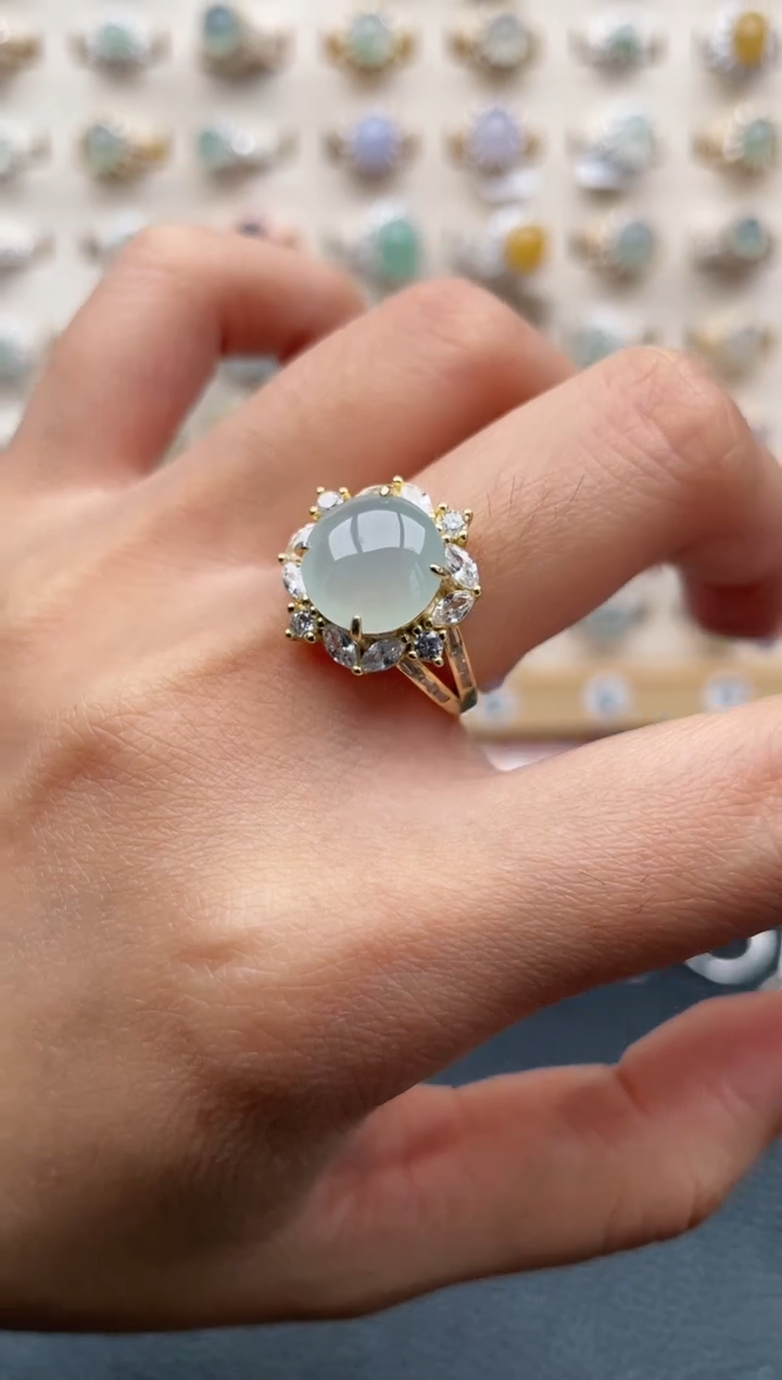 翡翠戒指银S925镶嵌11111