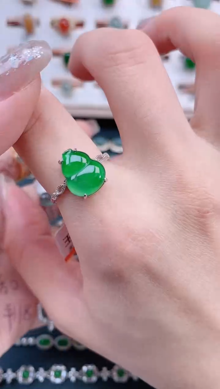银S925镶嵌戒指翡翠天然翡翠