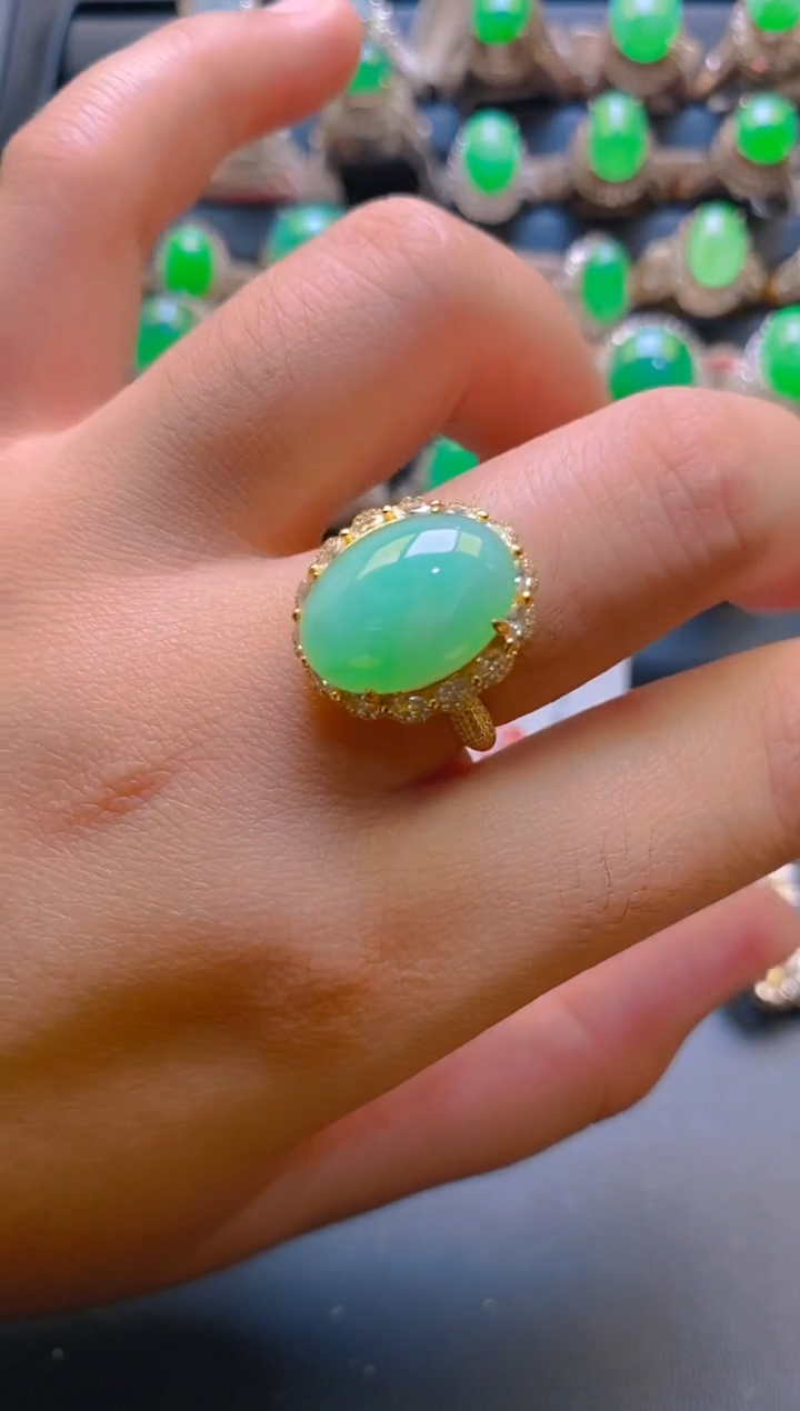 【闪购商品】翡翠耳饰银S925镶嵌天然A货翡翠1