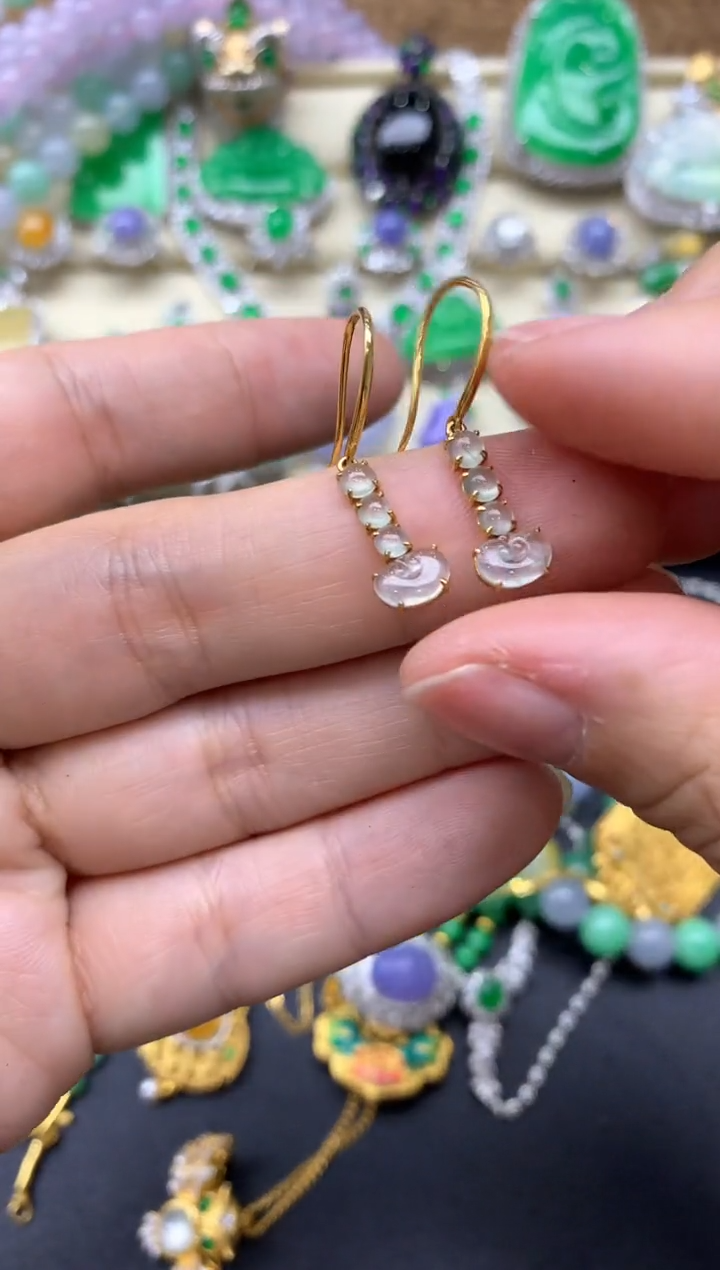 【闪购商品】翡翠耳饰18K金镶嵌153-中国好珍宝