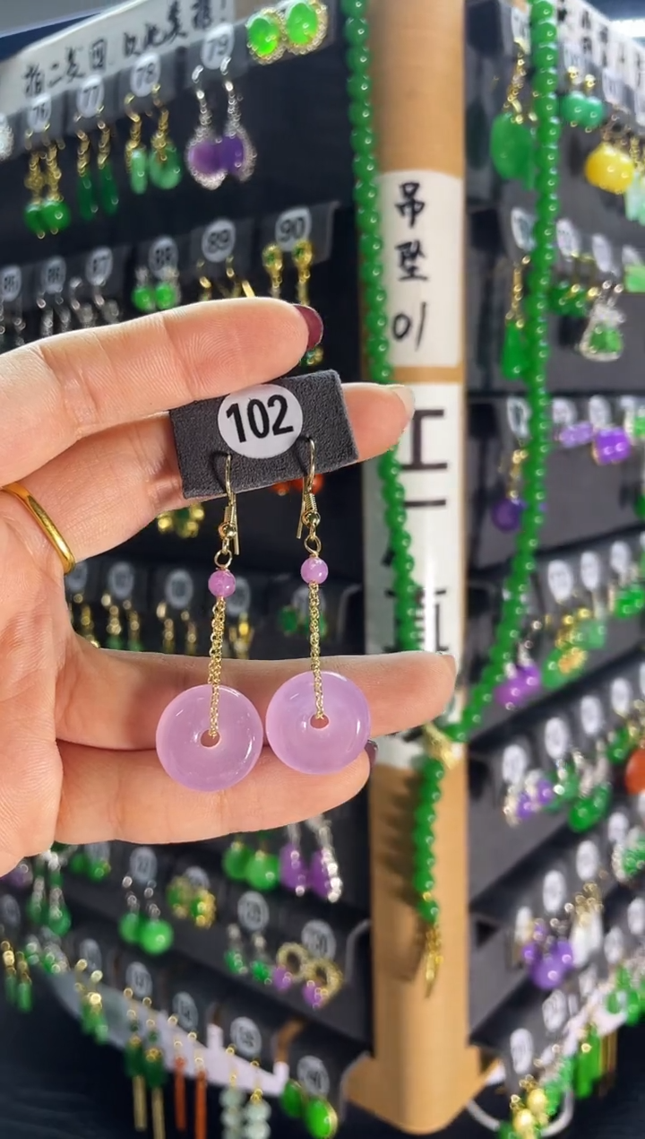【闪购商品】翡翠耳饰银S925镶嵌102..