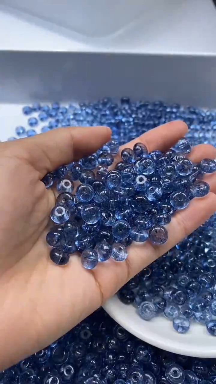 颈饰未镶嵌水晶W2973-伦敦蓝色碧玺算盘8*4mm*10颗