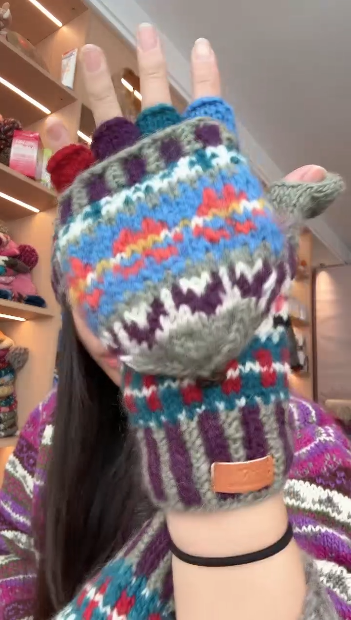 羊毛青花瓷手套  