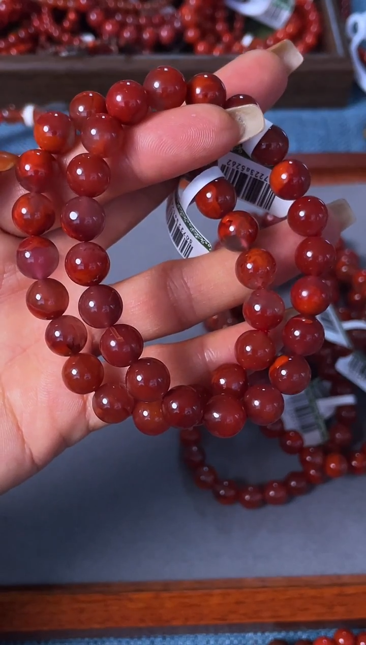 未镶嵌手串南红玛瑙N07凉山瓦西料牛血火焰单圈多样性发其一