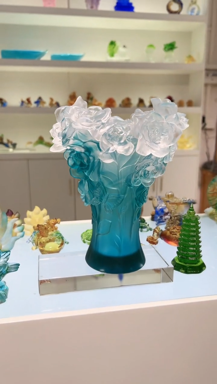 【闪购商品】茶宠古法琉璃山茶花花瓶