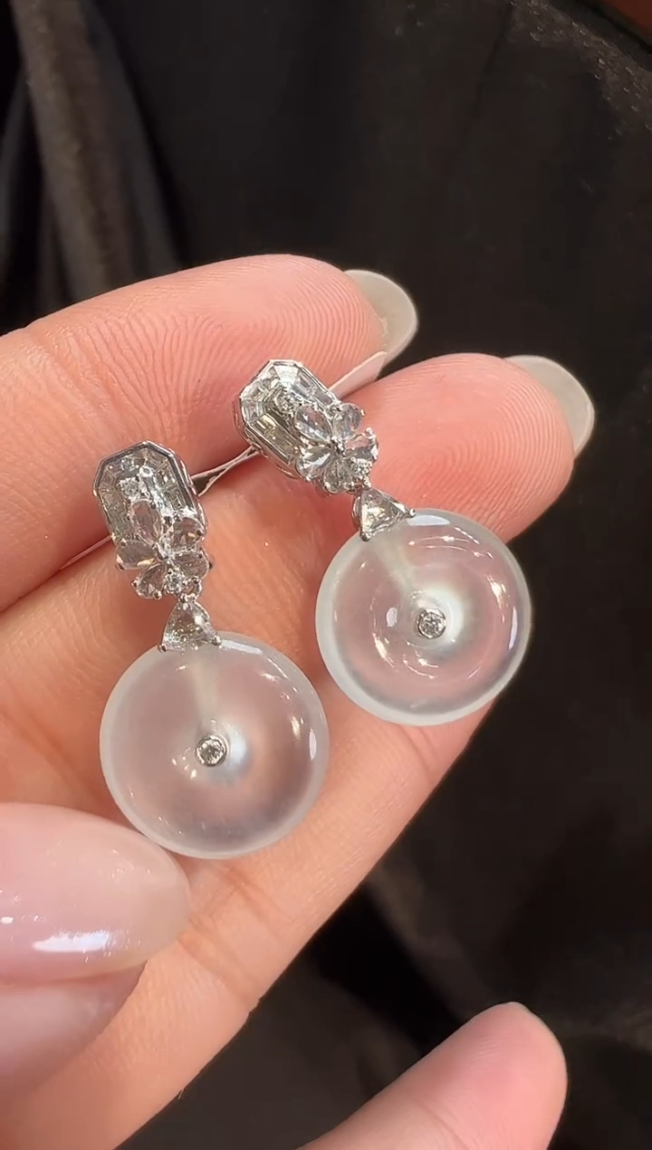 18K金镶嵌翡翠耳饰AL6耳钉