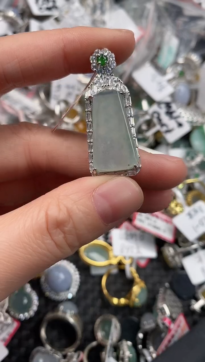 银S925镶嵌戒指翡翠10                 2