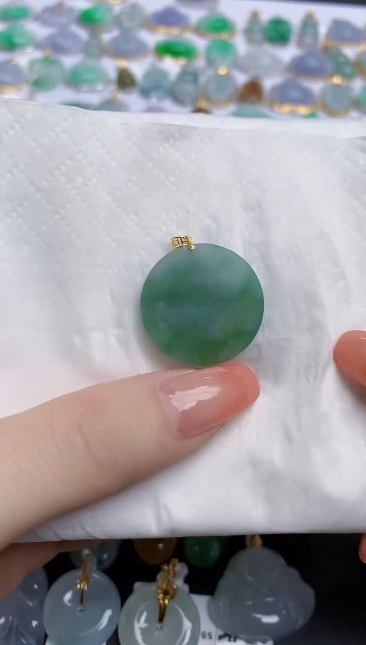 【闪购商品】翡翠颈饰18K金镶嵌天然缅甸翡翠A货