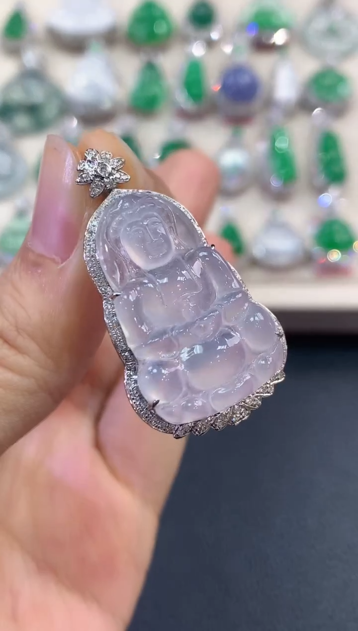 【闪购商品】翡翠吊坠(不含链)18K金镶嵌B81   