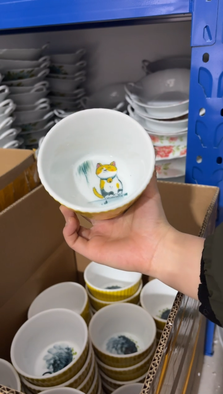景德镇高温陶瓷食品级手绘釉中彩-蛋糕杯