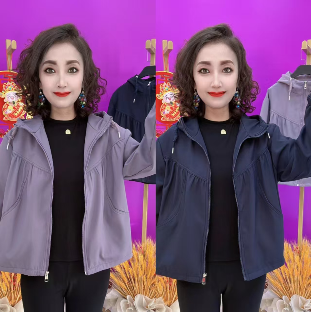 XU时尚女士带帽外套907两色