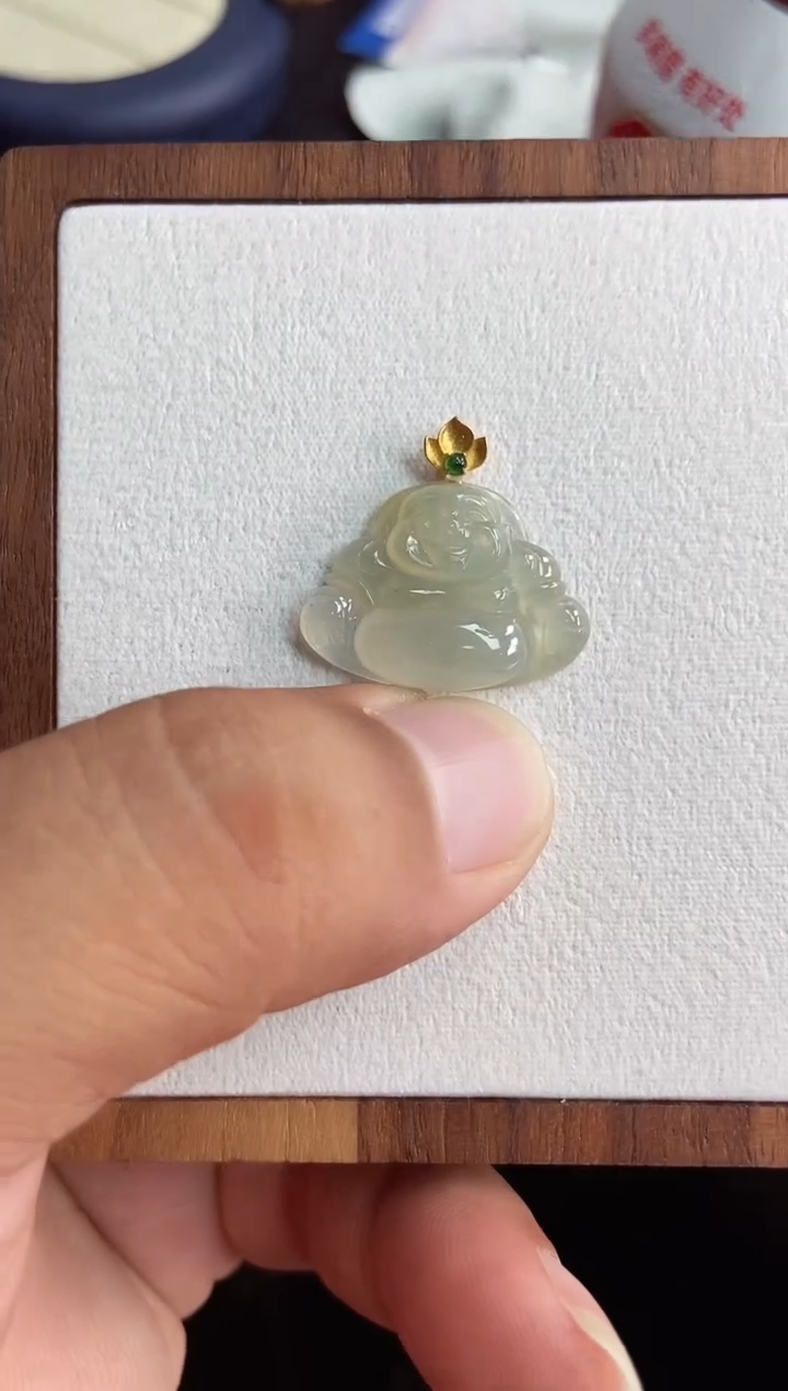 翡翠18K金镶嵌吊坠(不含链)111111
