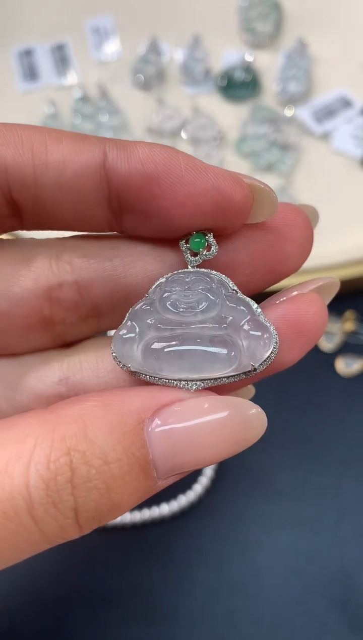 【闪购商品】翡翠吊坠(不含链)18K金镶嵌A369|3980