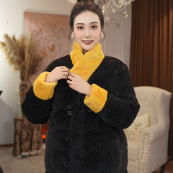 【锦衣玉食】2025冬季新款睡衣女家居服套装夹棉加厚可外穿绒时尚