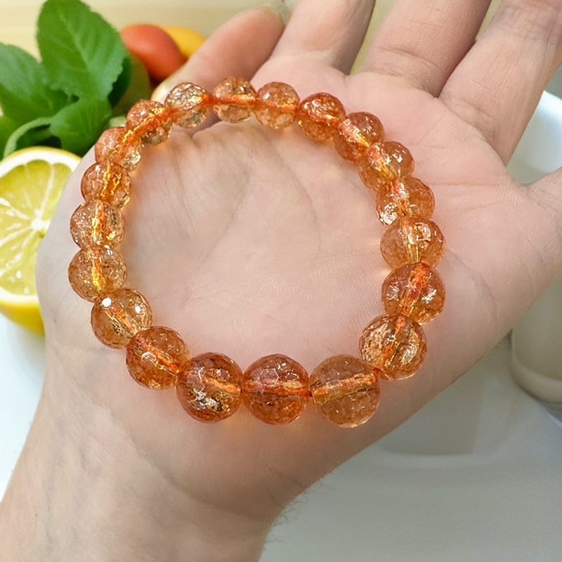 精美爆闪金太阳切割面卡9+单圈手串