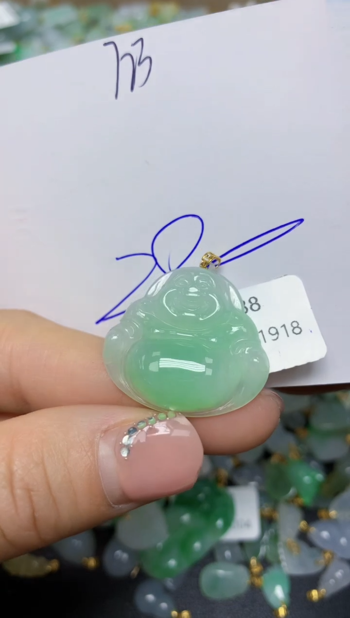 【闪购商品】翡翠挂件18K金镶嵌 天然翡翠A货