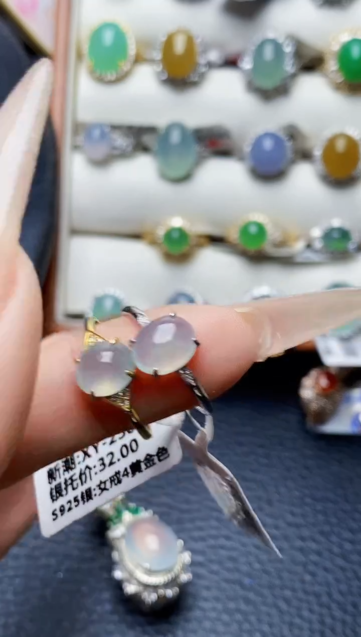 银S925镶嵌戒指翡翠3235