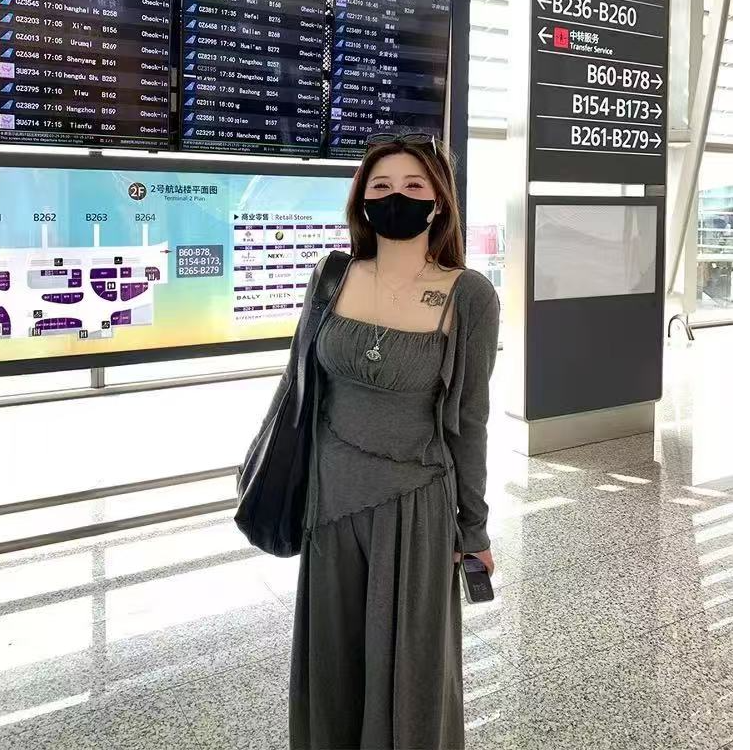 胖MM见外包装长裤长袖运动套装裤子韩版韩系cleanfit风