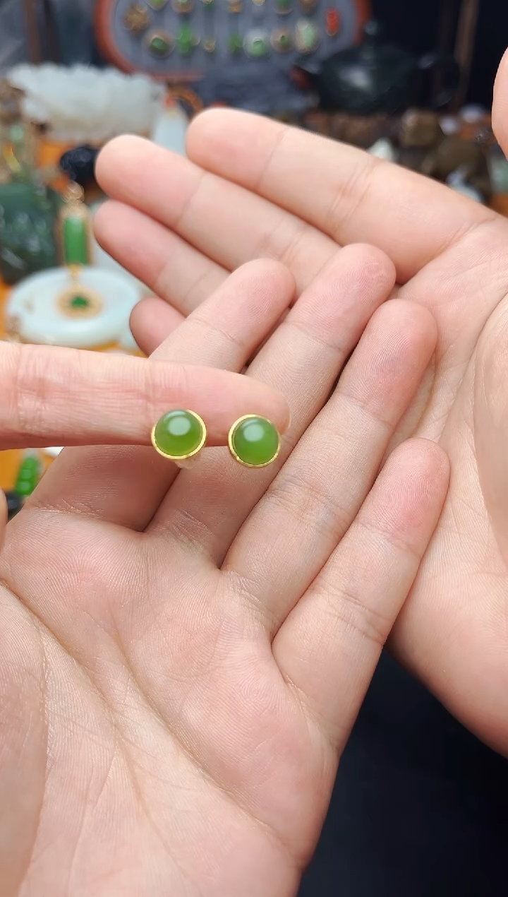 【闪购商品】和田玉耳饰银S925镶嵌耳饰01