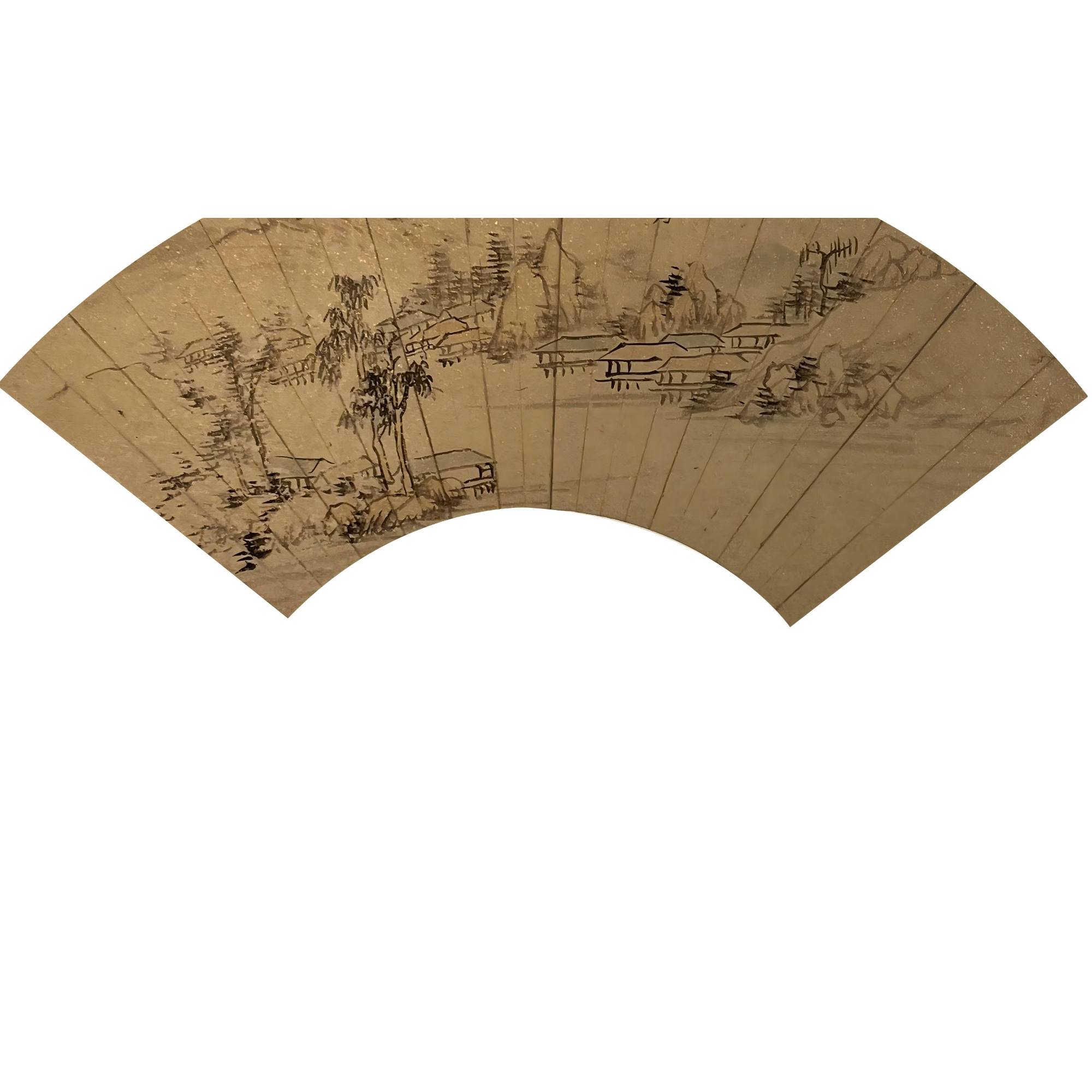 【辽拍】V240226-4-04《山水》（0.7平尺）纸本扇面 yy1206w