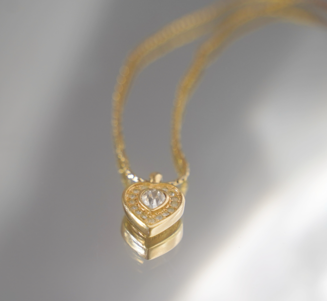 95新 DIOR/迪奥  镶钻爱心项链高端百搭高级感 ax12