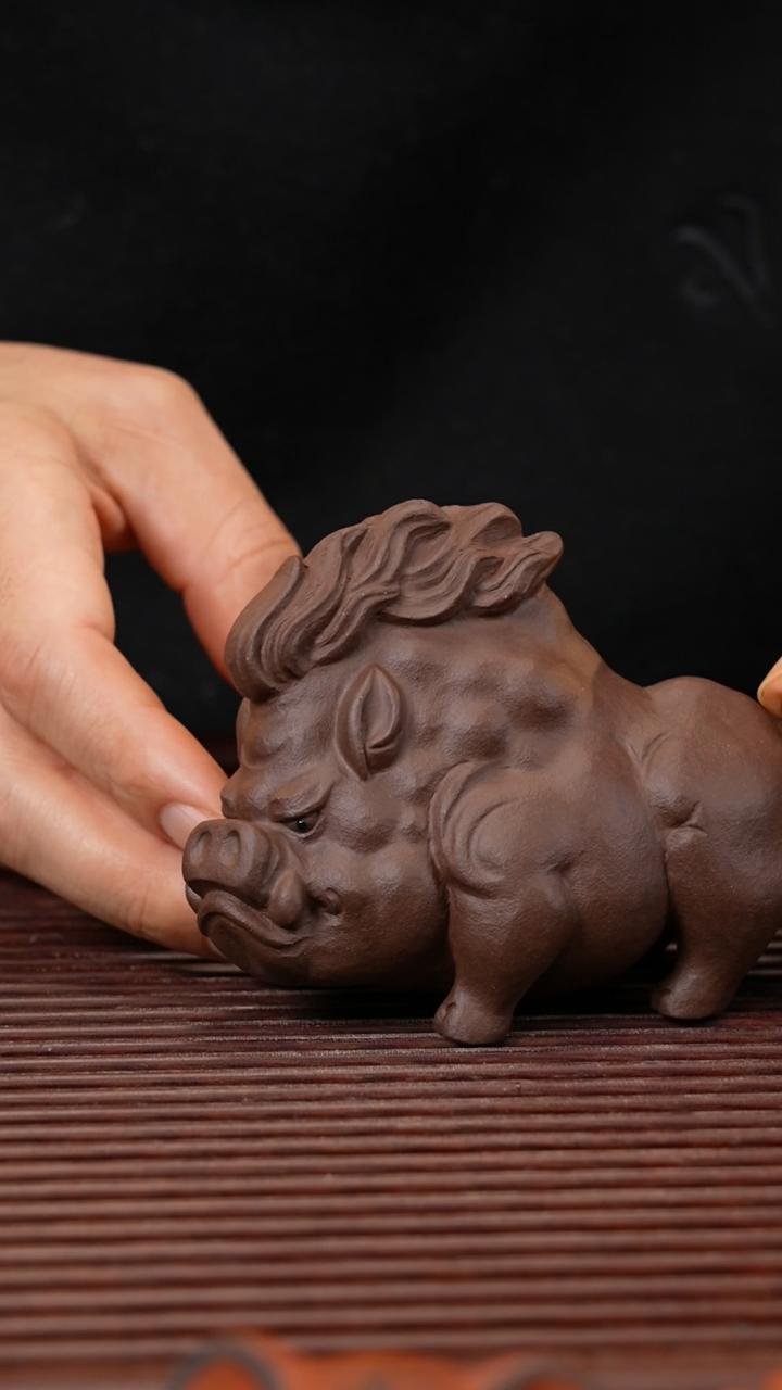 【闪购商品】紫砂茶宠紫泥野猪