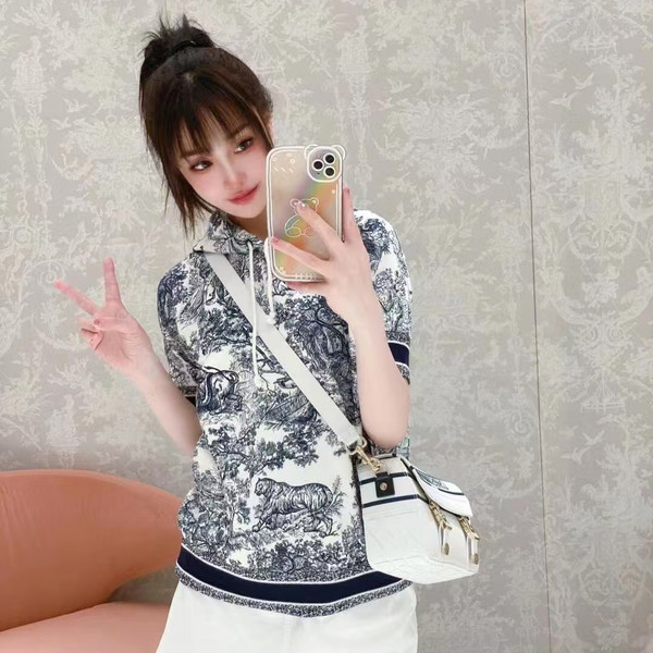 未使用 DIOR/迪奥 动物系列背后字母logo半袖卫衣/S