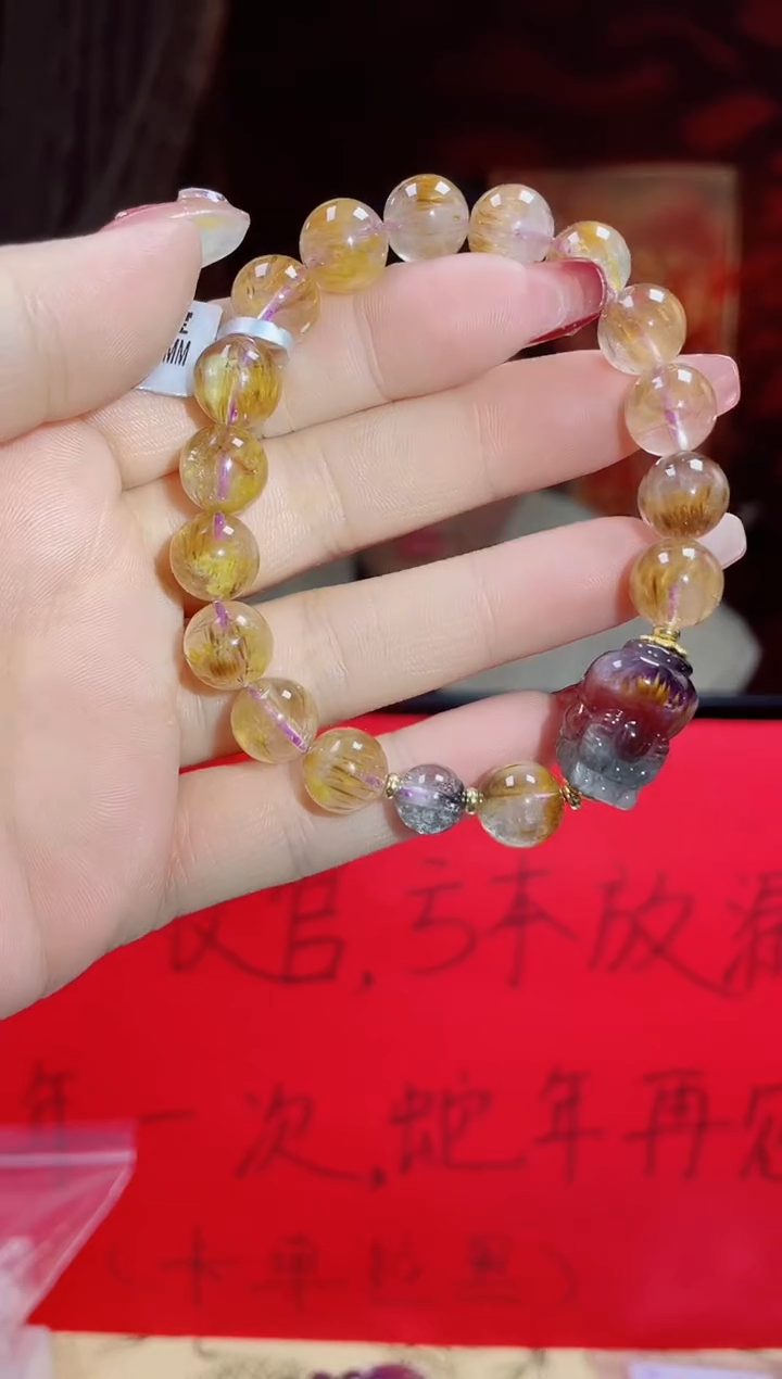 【闪购商品】水晶手串18K金镶嵌高货极光23单圈多样性发其一