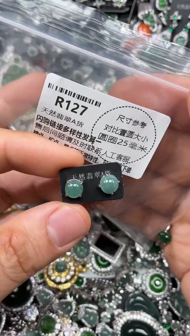 颈饰未镶嵌翡翠R127耳钉