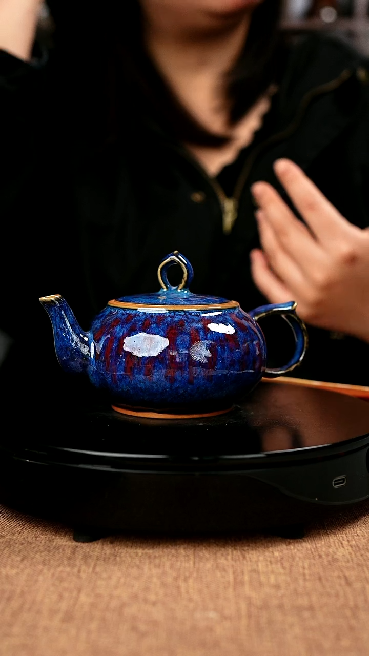 【闪购商品】192#国工一级品原矿钧瓷炉钧釉佛缘壶