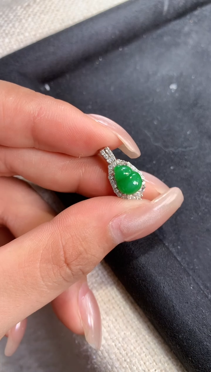 翡翠银S925镶嵌吊坠(不含链)【挽石珠宝】葫芦