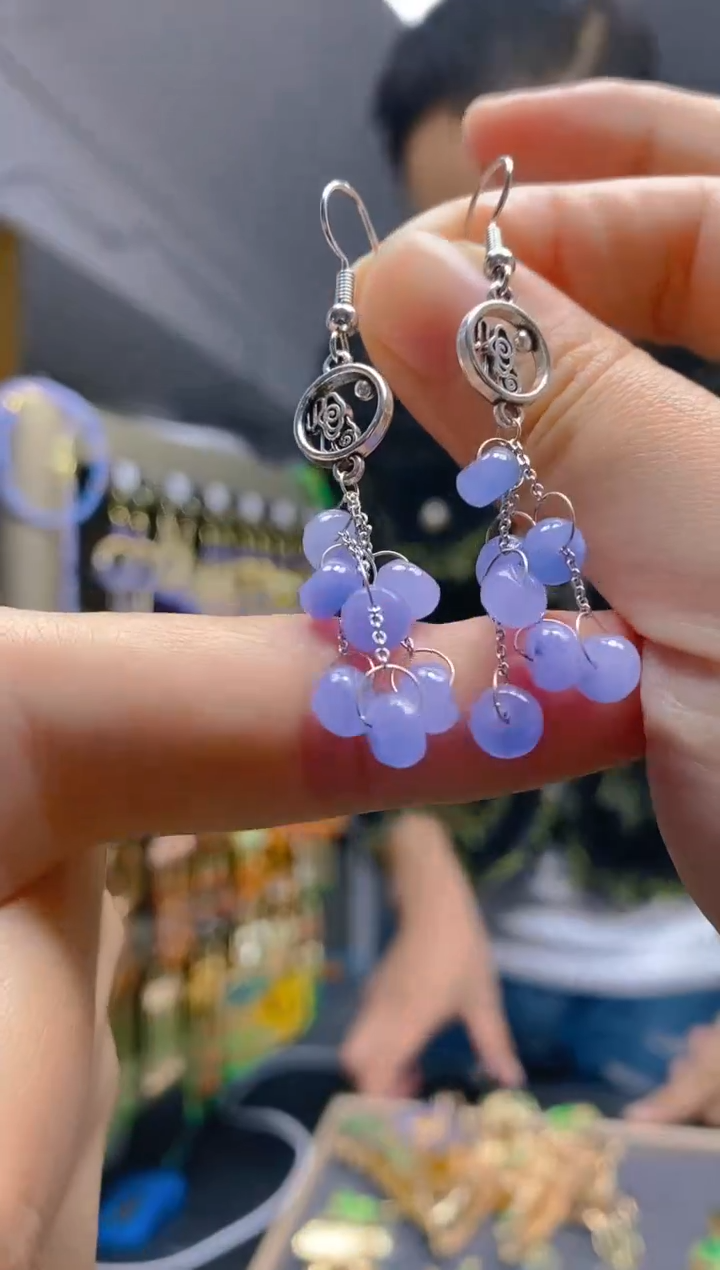 【闪购商品】翡翠耳饰银S925镶嵌0218翡翠耳钩