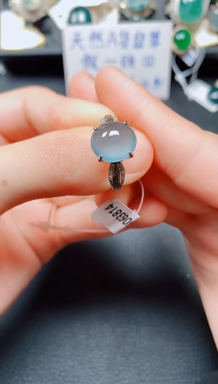 翡翠戒指银S925镶嵌翡翠