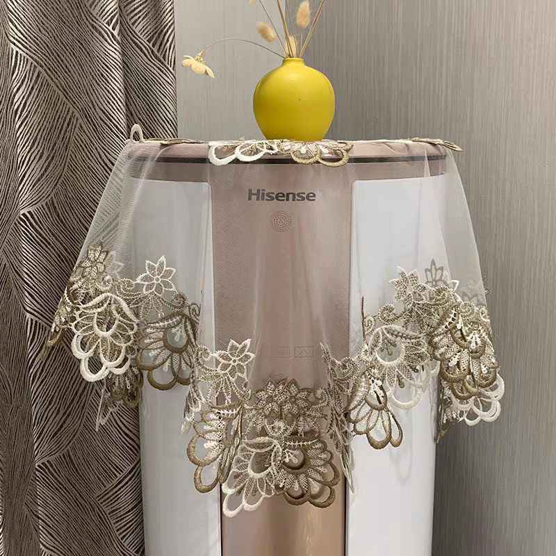 圆形方形空调柜式盖巾圆柱立式空调蕾丝防尘盖布正方形客厅空调罩