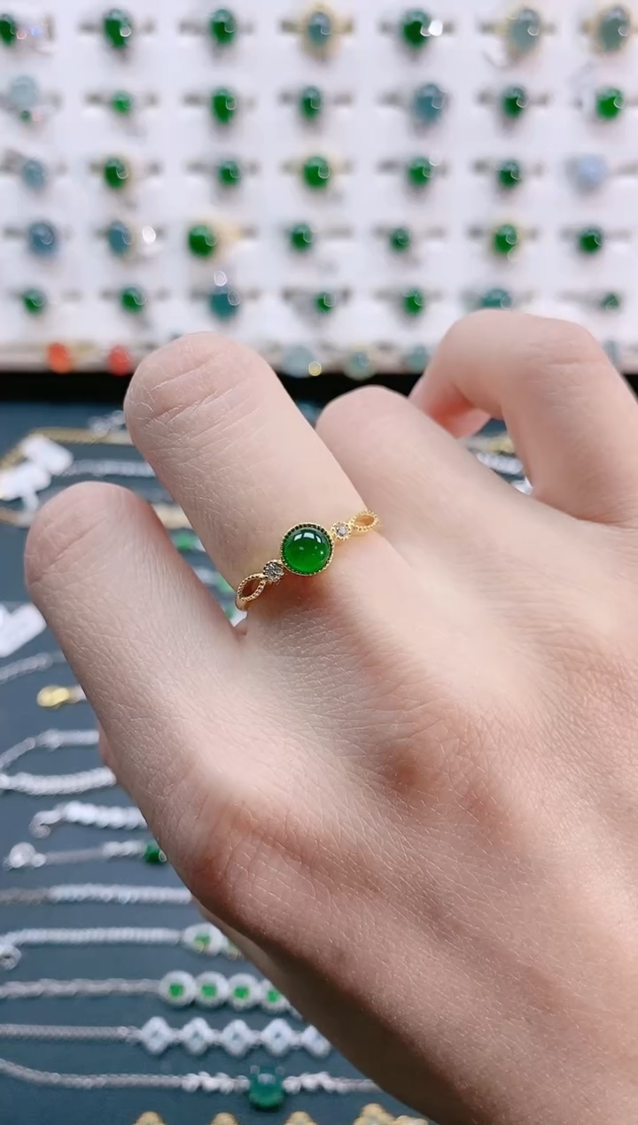 【闪购商品】翡翠戒指银S925镶嵌天然翡翠