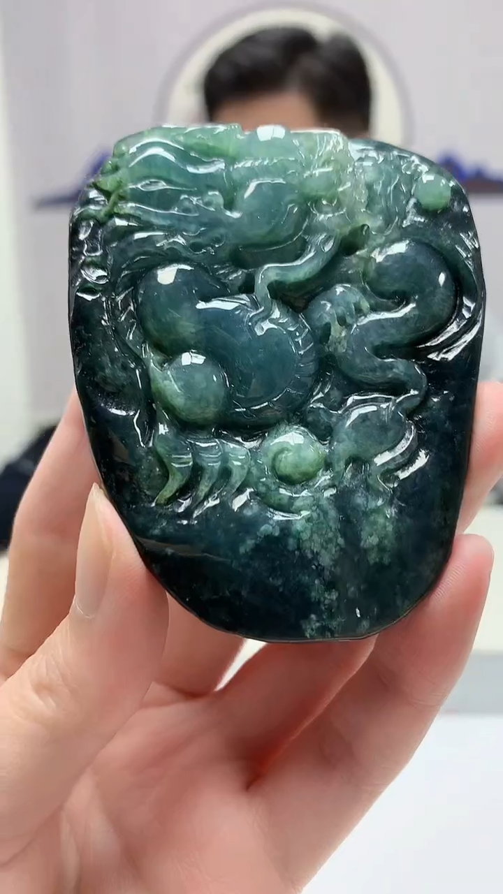 【闪购商品】定制翡翠未镶嵌4917zm-毛货挂件龙牌51