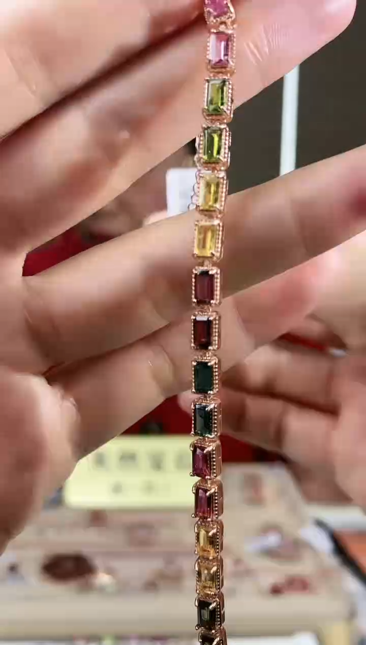 【闪购商品】碧玺手链银S925镶嵌手链