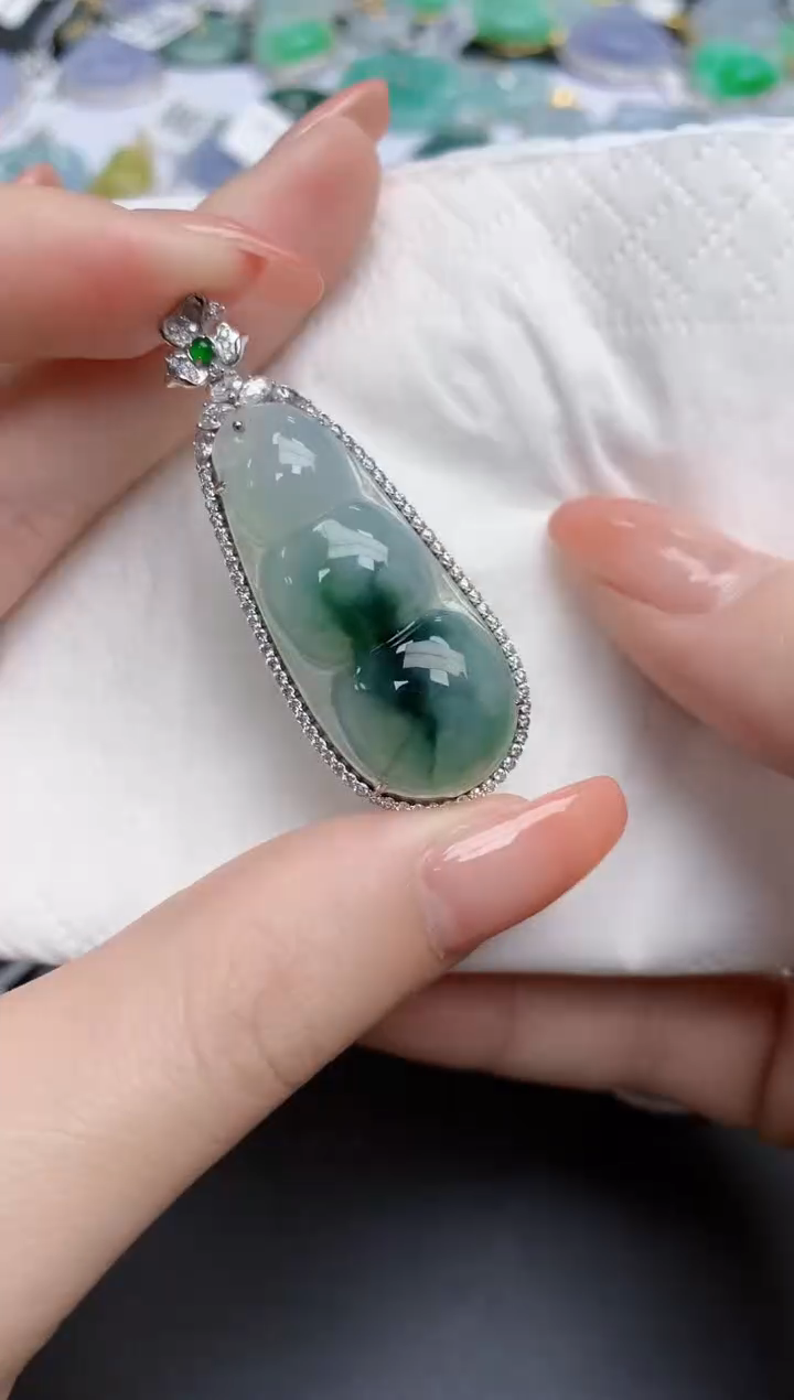 【闪购商品】翡翠颈饰18K金镶嵌天然缅甸翡翠A货