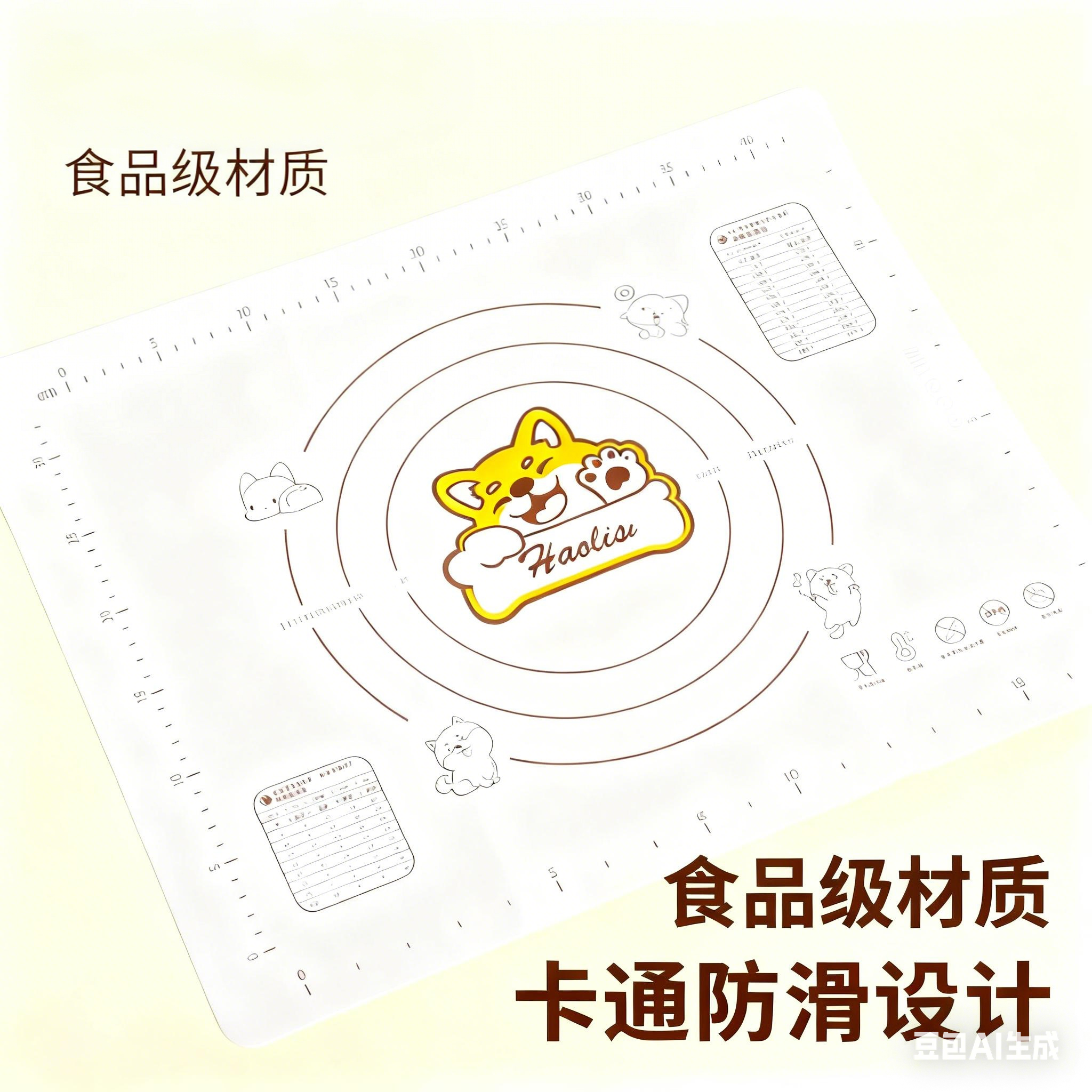 幼儿园食品级硅胶擀面杖硅胶垫三件套