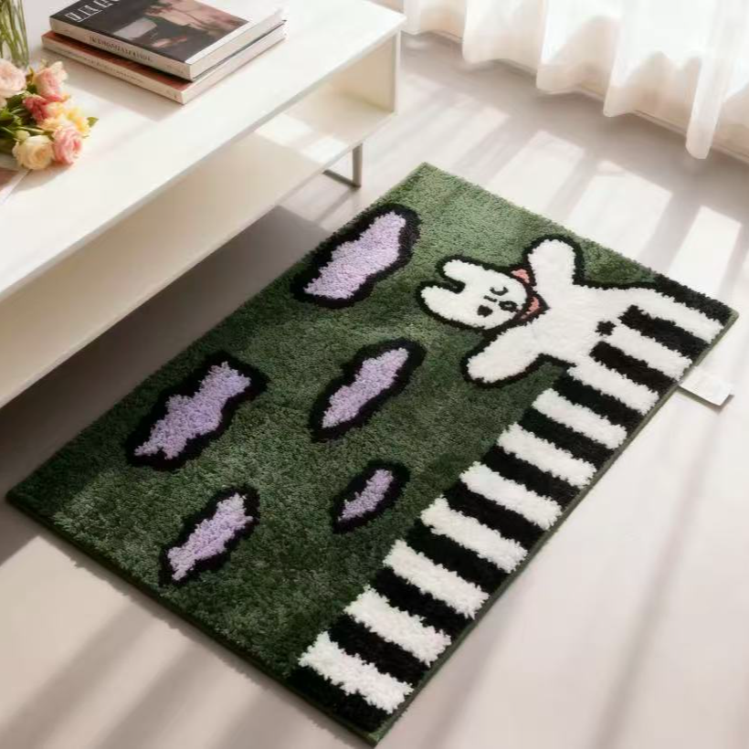 绿地钢琴沙发客厅卧室床边小兔子小地毯垫加厚吸水防滑50*80cm